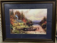 Framed and matted cottage print 21x27"