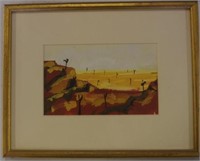 Allan Phillips "outback scene" gouache