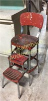 Vintage red metal kitchen folding step stool