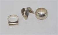 Three various silver Mexican rings