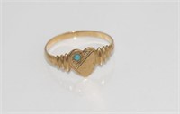 Vintage 9ct gold & turquoise signet ring