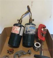 Pipe cutters, solder, angle pipe wrench and 2