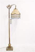 Antique Wrought iron floor lamp w flowers