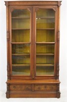 19th cent. Walnut burl bookcase