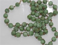 9ct gold and jade bead necklace