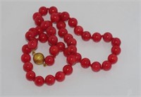 Red coral bead necklace