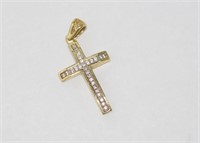 18ct yellow gold and diamond cross