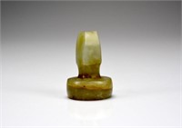 CARVED CELADON JADE SEAL KNOB