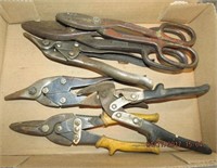Tin snips 12"and 10" and 4 aviation snips - right-