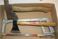 Roofing hammer, utility axe, Sandvic 225 hacksaw