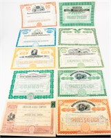 Coin Lot of Old Stock Certificates 10 Pcs