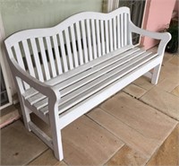 White slat garden bench