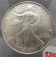 2005 Pristine White American silver Eagle. GEM.
