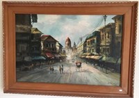 Large Phillipines oil painting, street scene