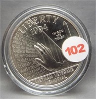 1994 Vietnam Veterans Memorial silver dollar. BU.