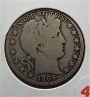 1906 Barber half dollar.