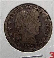 1898 Barber half dollar.