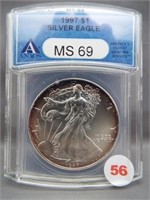 1997 American silver Eagle. ANACS MS69. Semi Key