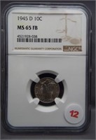 1945-D Mercury dime. NGC MS65 Full bands.