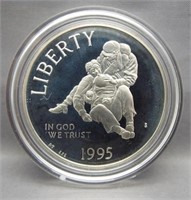 1995 Civil War proof silver dollar.