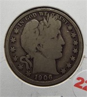 1906 Barber half dollar. VG.