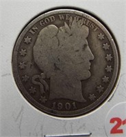 1901 Barber half dollar.