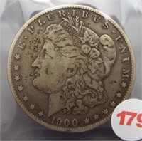 1900-S Morgan silver dollar. XF, Better date.