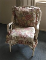 Wicker armchair and cushions