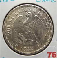 1882 Chile silver 1 Peso.