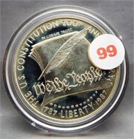 1987 Proof Constitution silver dollar.