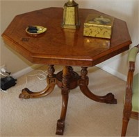 Good antique hexagonal walnut side table