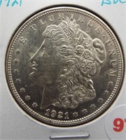1921 Morgan silver dollar. BU.