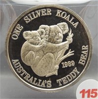 .999 1 oz. silver round Koala Australia's Teddy