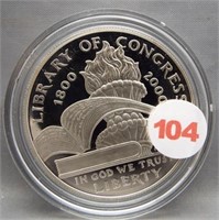 2000 Proof Library of Congress silver dollar.