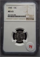 1945 Mercury dime. NGC MS65.