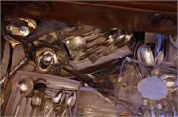 Drawer of various silver plate cutlery