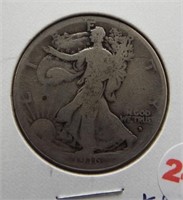 1916-D Walking Liberty half dollar. Key date.