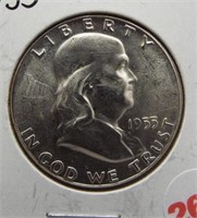 1955 Franklin half dollar. BU.