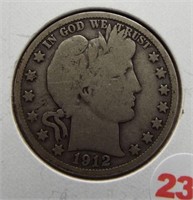 1912-D Barber half dollar. VG.
