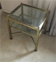 Pair of brass and glass coffee tables