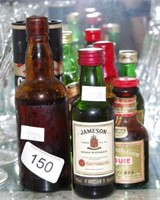 Collection of miniature bottles of alcohol