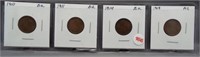 (4) BU Brown Lincoln cents. 1910, 1911, 1914,