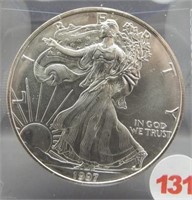 1997 Pristine White American silver Eagle. GEM.