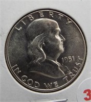1951 Franklin half dollar. GEM BU.
