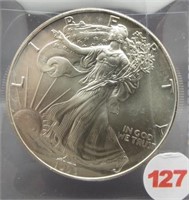 1993 Pristine White American silver Eagle. GEM.