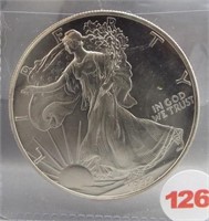 1992 Pristine White American silver Eagle. GEM.