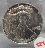 1987 Pristine White American silver Eagle. GEM.