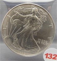1998 Pristine White American silver Eagle. GEM.