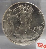 1990 Pristine White American silver Eagle. GEM.