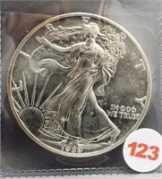 1989 Pristine White American silver Eagle. GEM.